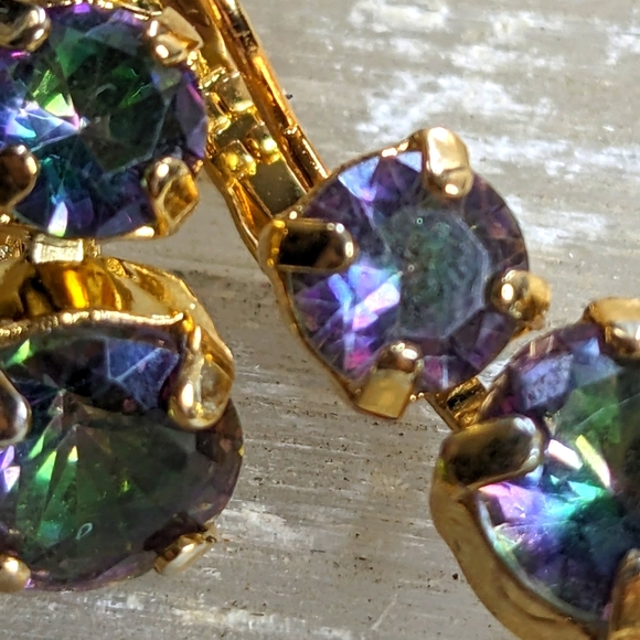 Natural Mystic Topaz with 7 TCW in 14K Gold Plated Earrings - Picture 3 of 5